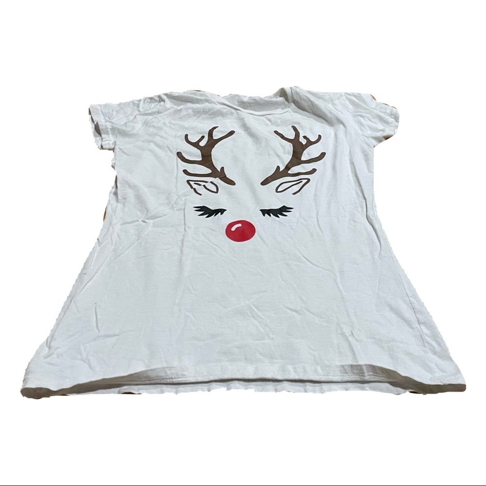 small white rudolph shirt sleeve shirt